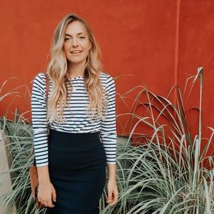 Navy & White Striped Top